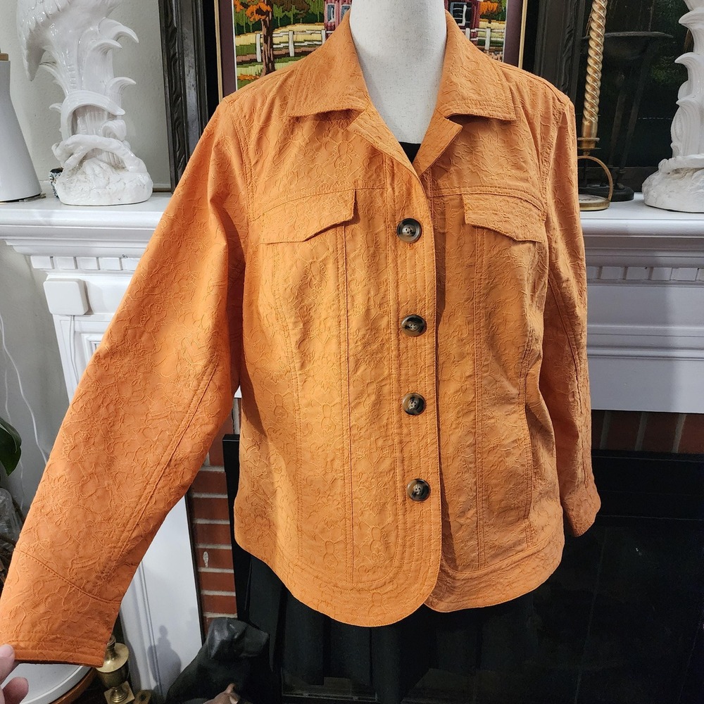 1X Light Orange Soft Blazer, Four Button Blazer, Size 1X